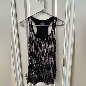 Black and Silver Sequin Women's Tank Top